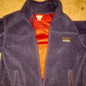 Navy blue and red ll bean fuzzy sweater medium